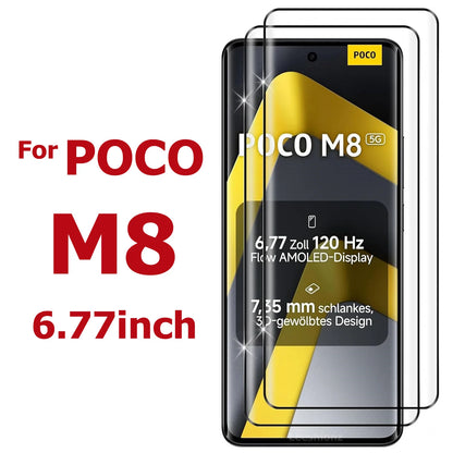For Poco M8 Tempered Glass Screen Protector 6.77inch Full Curved Protective Film
