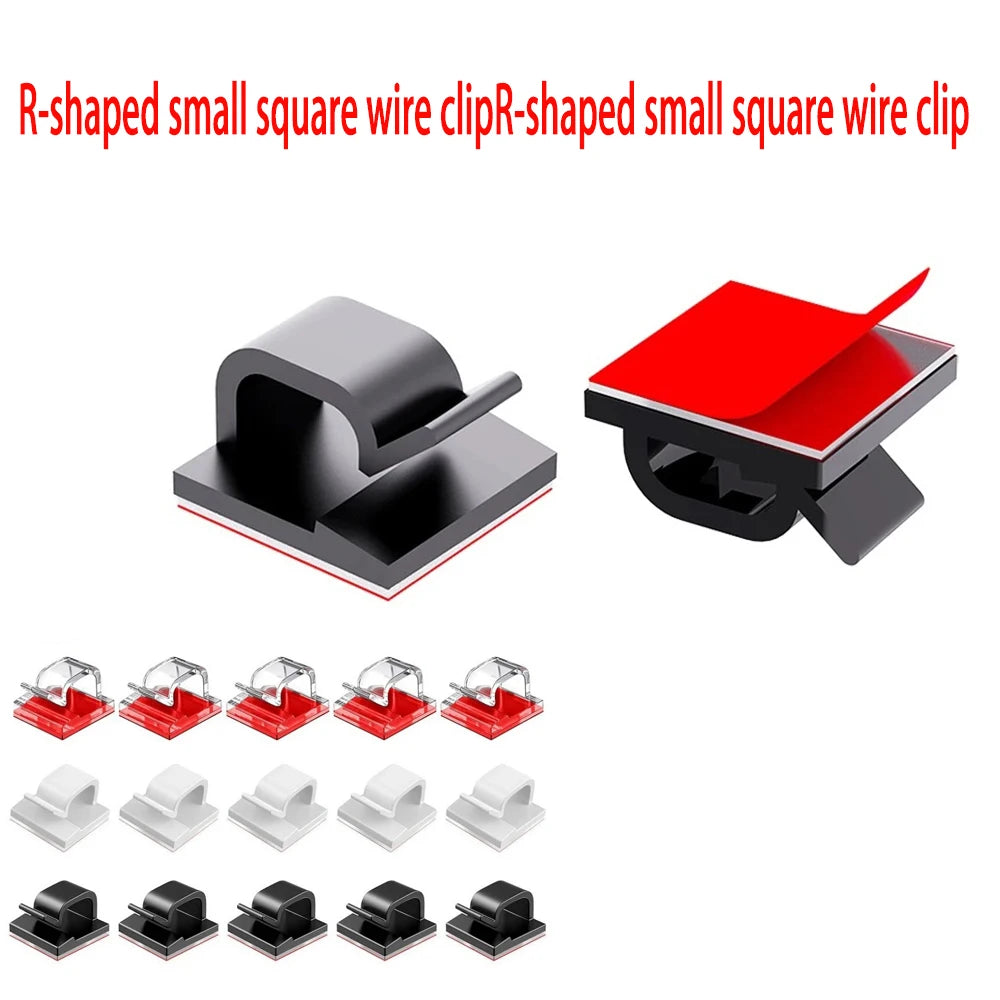 50PCS Clear Adhesive Cable Clips Outdoor Indoor Cable Management Wire Organizer Strong Stick Cord Holder for Under Desk Car
