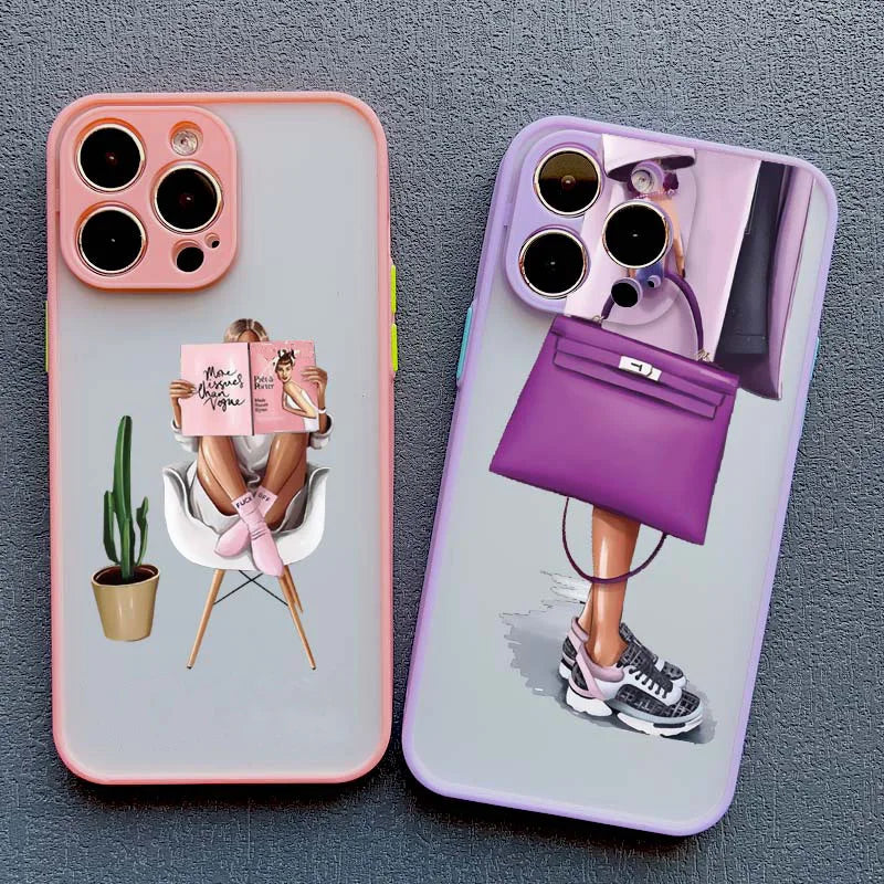 Girl Women Coffee Miss Phone Case For iphone 16 12 11 14 13 15 Pro Max X XS XR SE 2020 7 8 Plus Fashion Lady High Heel Covers