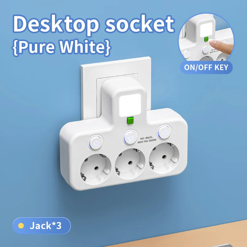 Power Strip EU Plug AC Outlets Multitap Socket Extension Cord Electrical With USB Type C PD Fast Charging Network Filter Adapter