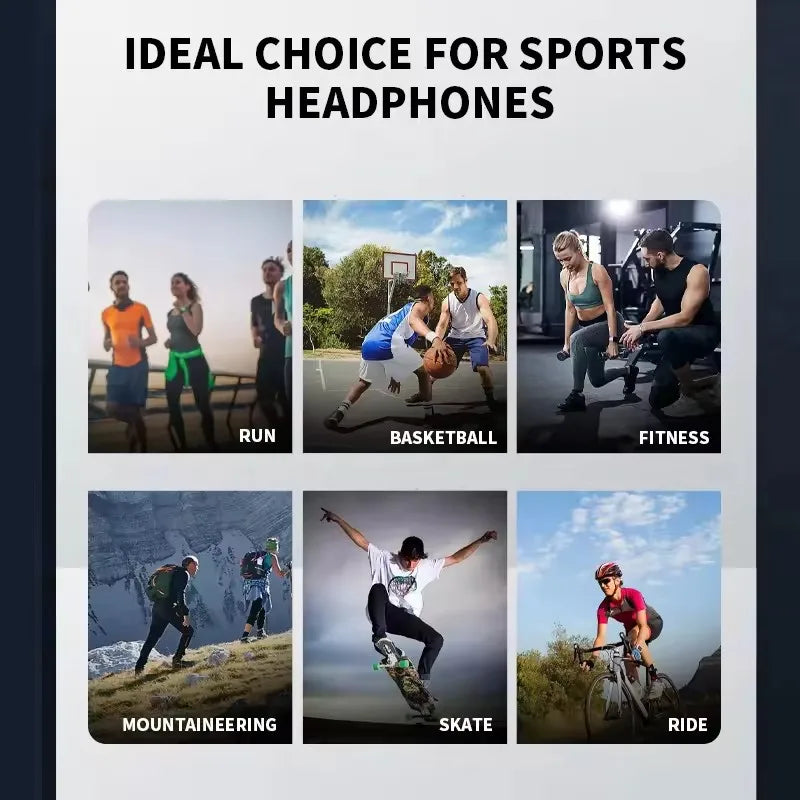 NEW Real Bone Conduction Sport Headphone Wireless Earphone Bluetooth-Compatible Headset Hands-free with Mic for Running