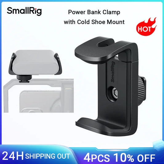 SmallRig Universal Power Bank Clamp w Cold Shoe Mount Compatible W Power Banks Ranging From 55mm to 86mm in Width For Cage 4600