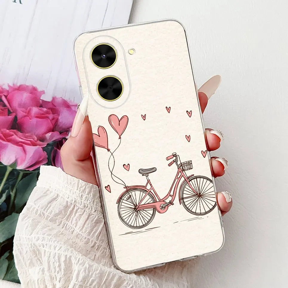 For Cover Xiaomi Redmi A5 4G / Poco C71 Phone Case Colorful Flower Butterfly Love Heart Lxuru Women Fashion Soft Clear Silicone
