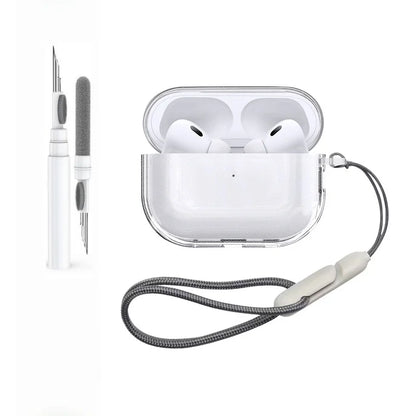 Case for Airpods Pro 3 Earphone Accessories Transparent Protective Shockproof Case with Cleaning Kit Keychain for Airpods Pro 3
