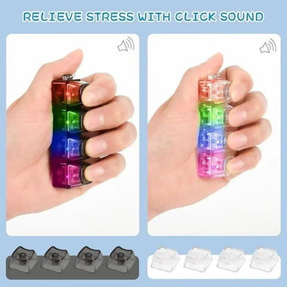 LED Light-Up Keychain Keyboard Clickable Button Fidget Toy for Stress Anxiety Relief Portable Desk Accessory Office Decor Gift
