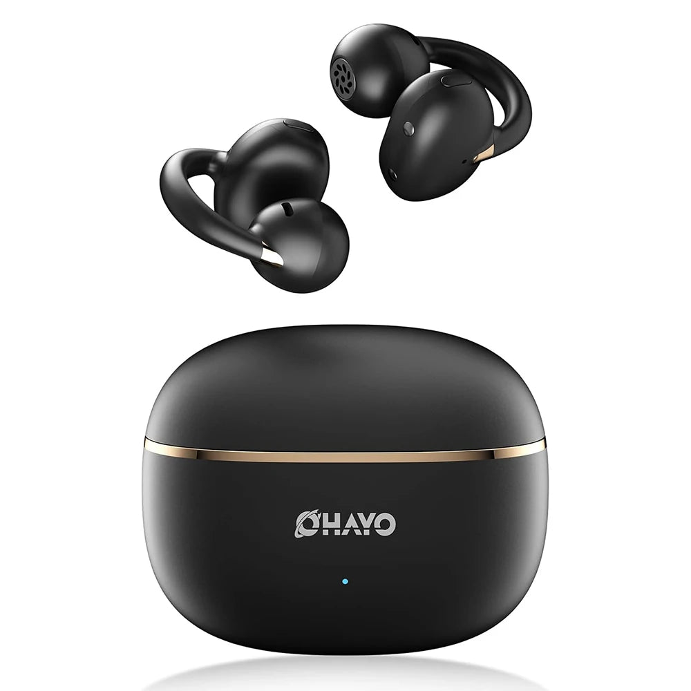 OHAYO Open Ear Headphones, Clip on Earphones, Wireless Earbuds Bluetooth 5.4, Lightweight Comfort，AI Call Noise Cancellation