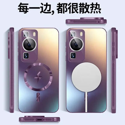 For Huawei P60 Pro Case P50 P60 Pro Support Magsafe Magnetic Wireless Charging Cover Frosted Funda Protect Camera Lens