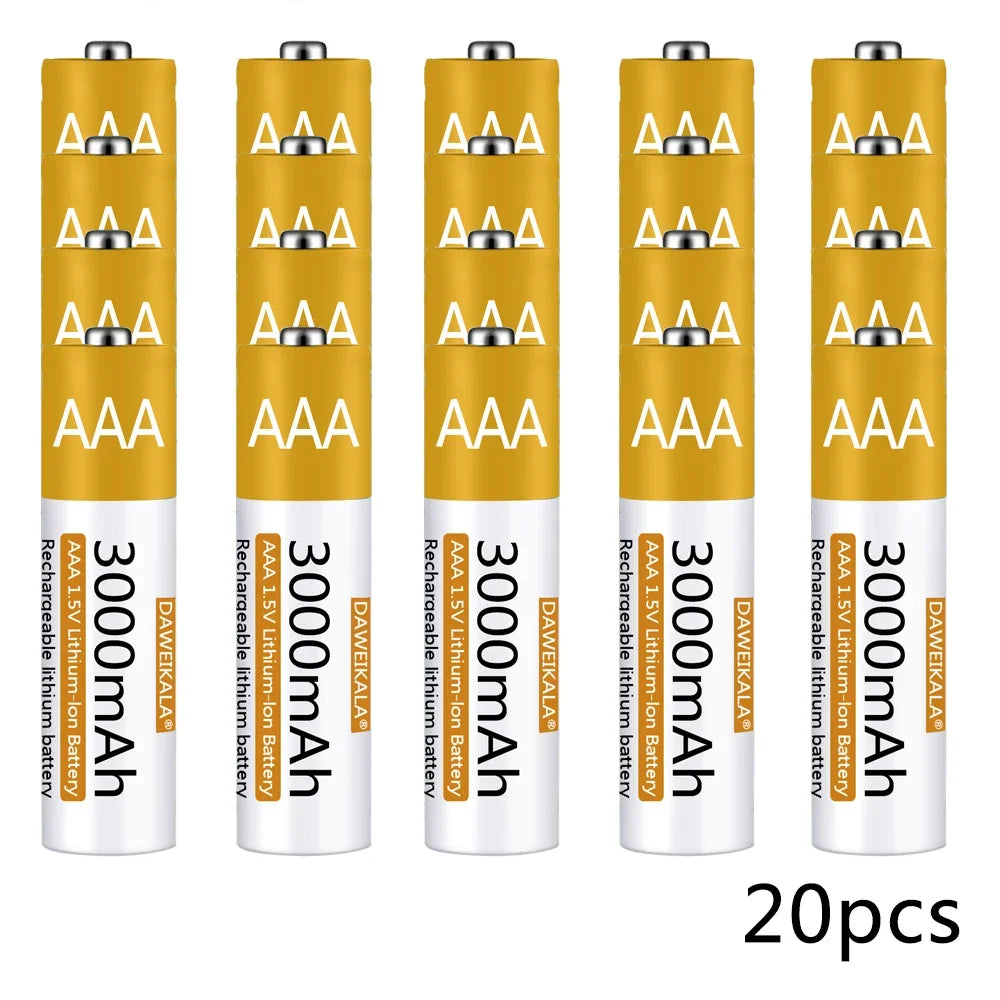 Rechargeable Lithium-ion Battery 3000mAh 1.5V AAA Battery for remote control mouse small fan Electric toy