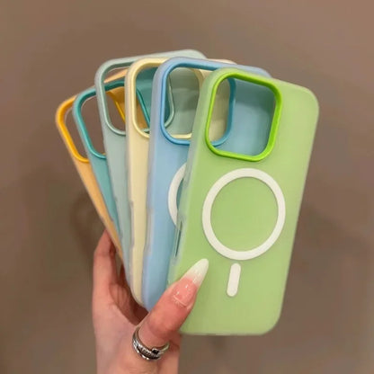 Luxury Candy For Magsafe Wireless Charge Matte Phone Case For iPhone 11 12 13 14 15 16 Pro Max Plus Magnetic Bumper Cases Cover