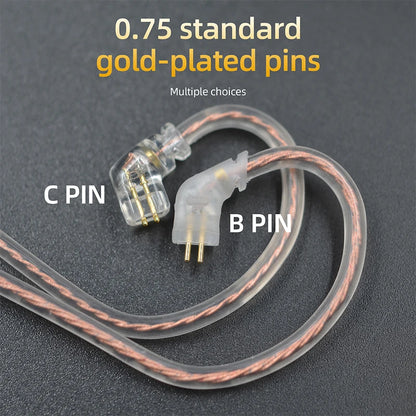 For KZ ZS10 ZSN ZEX In Ear Cable High-Purity Oxygen-Free Copper Twisted Earphones Cable 2pin Cable Silver Plated Cable With Mic