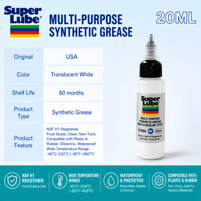 Super Lube 51004 Synthetic Oil ISO 100 NSF H1 Food Grade Lubricant Oil for Keyboard Switch Gear Bearing Plastic Safe 20ml 50ml