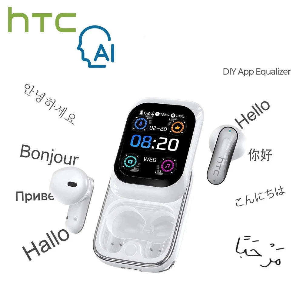 Wireless Bluetooth Earphones HTC NE48 AI Translate Noise Reduction Earbud Multi function Touchscreen Smart Control Mobile Phone