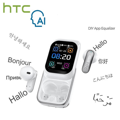 Wireless Bluetooth Earphones HTC NE48 AI Translate Noise Reduction Earbud Multi function Touchscreen Smart Control Mobile Phone