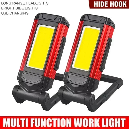 USB Rechargeable LED Flashlight with Magnetic COB Work Light Portable Camping Lantern Type-C Power Bank Function Lamp