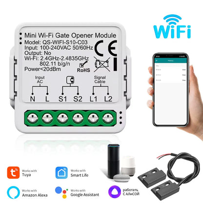 Tuya Smart Switch module for Garage Door Gate Opener Controller Wifi Zigbee Smart Life Alexa Google Home Assistant 100-240V