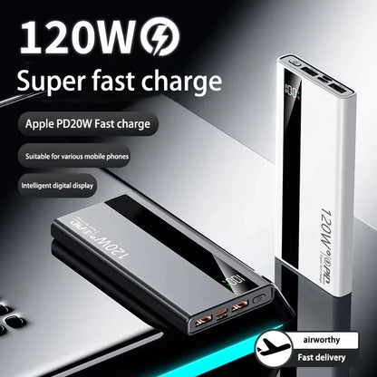 Lenovo 500000mAh Large Capacity Power Bank 120W Super Fast Charging Portable Backup Battery for Smartphone Outdoor Use