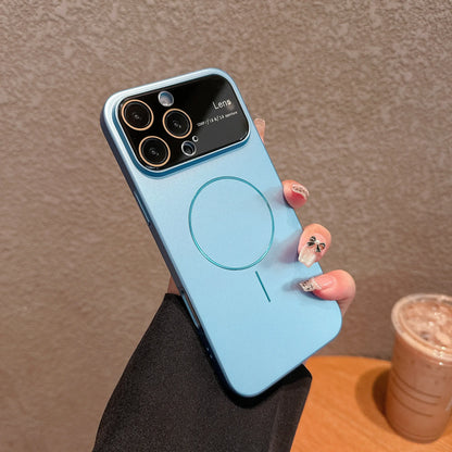 Magnetic Large Window Lens Protection Phone Case For iPhone 11 12 13 14 15 16 17 Pro Max 17 Air PC Thin Circle Hard Phone Cover