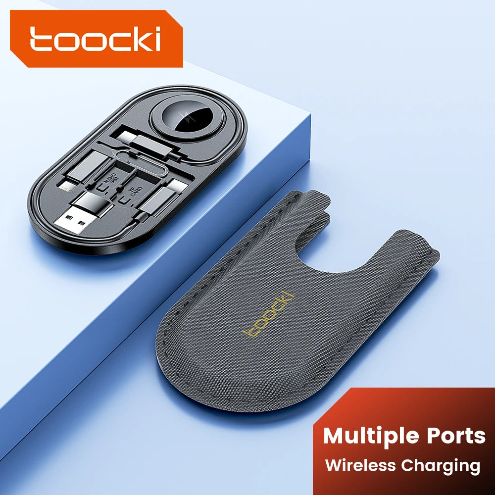 Toocki Type C Cable Multi-Functional Organizer With Set Watch Wireless Charger OTG Cable Kit Micro USB Type C Lighting Adapter