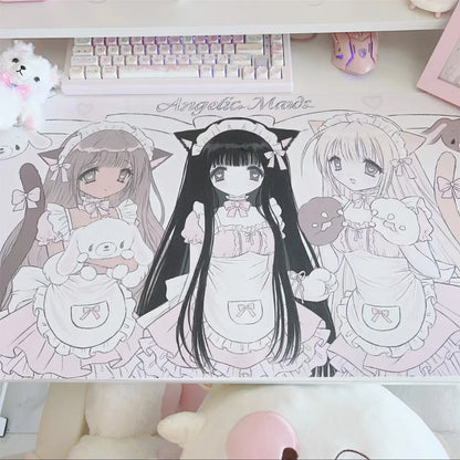 Lovely Cartoon Anime Girl Placemat Handmade Placemat Mouse Pad Table Mat Cute Pink Gift Computer Keyboard Non slip Mouse Pad