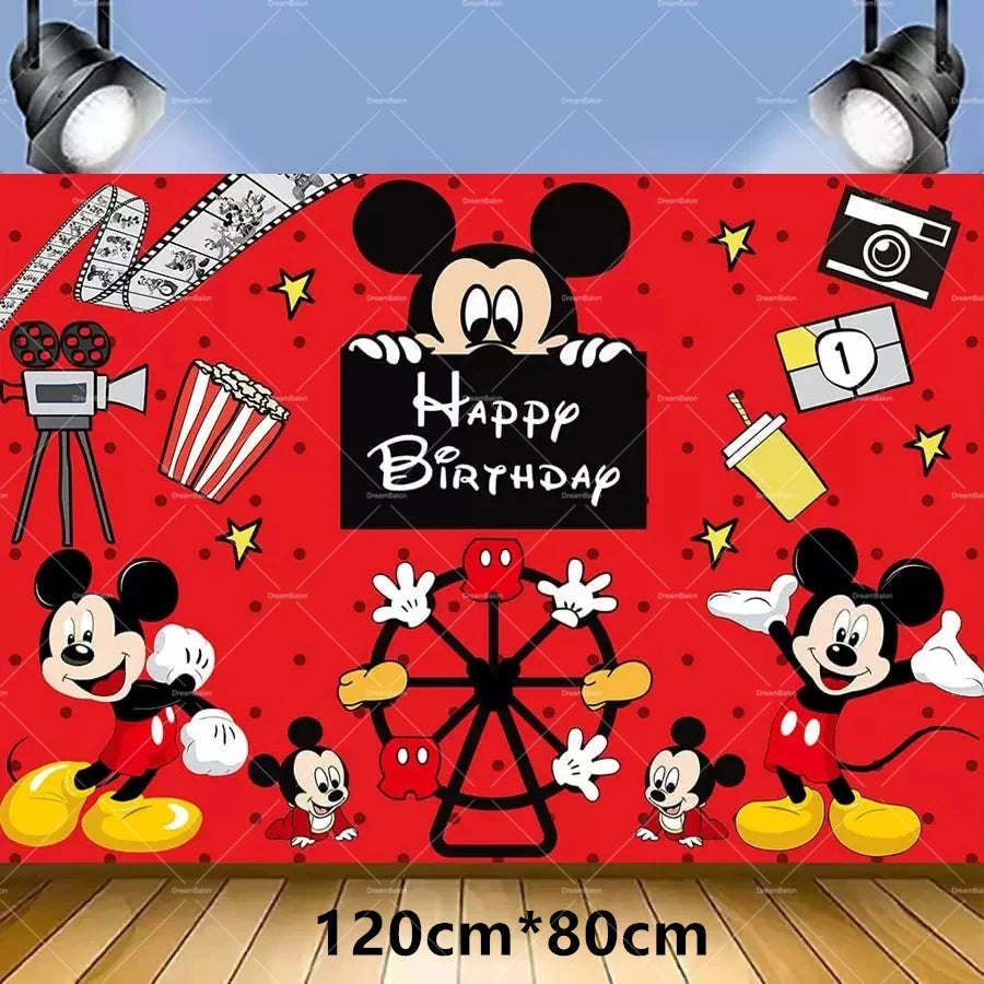 Mickey Balloon Cartoon Mouse Minnie Decorations Party Happy Birthday Banner Cake Topper Disposable Tableware Background Gift Bag