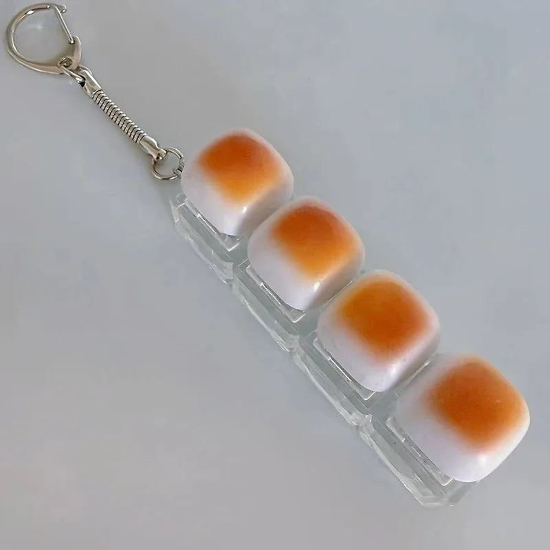 Caramel Bread Stress Relief Keyboard Keychain Backpack Pendant for Office Adult Accessory