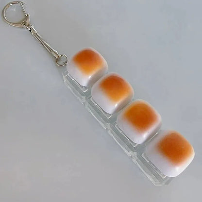 Caramel Bread Stress Relief Keyboard Keychain Backpack Pendant for Office Adult Accessory