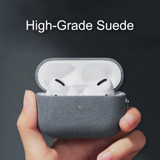 Luxury Italian Suede Headphone Case for Airpods 4 3 1 Pro 2 Anti-loss Metal Keychain Wireless Charge All Inclusive Earphone Case