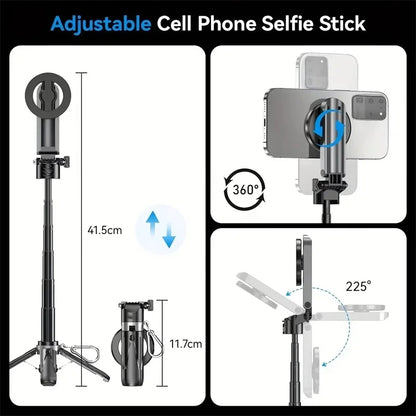 Pocket Bluetooth Magnetic Selfie Stick Telescopic Multifunctional Tripod Phone Holder Stand for IPhone 16 Magsafe Suporte Mount