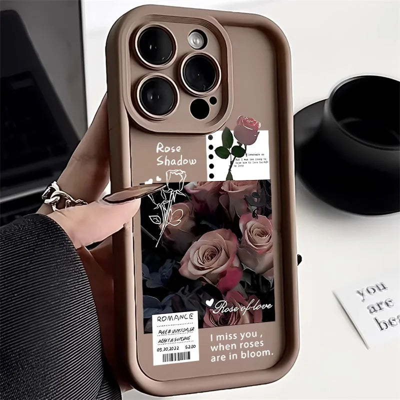 Flower Phone Case For iPhone 11 Case iPhone 15 12 13 14 Pro Max X XR XS Max 7 8 15 Plus SE 2020 2022 Shockproof Soft Matte Cover
