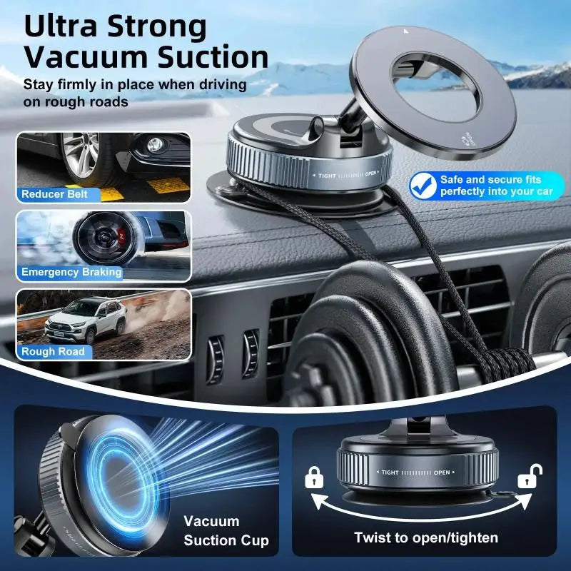 Magnetic Vacuum Phone Bracket 360° Adjustable Holder Strong Suction Cup Navigation Design Stand Holder For Car Universal 2026