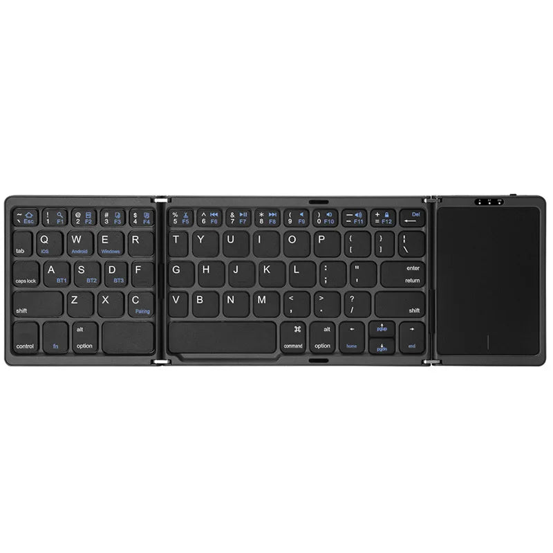 3-Folding Keyboard Mini Wireless Keyboard Foldable Dual Bluetooth Keyboard with Touchpad for Windows Android IOS iPad Phone
