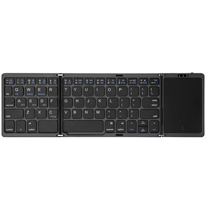 3-Folding Keyboard Mini Wireless Keyboard Foldable Dual Bluetooth Keyboard with Touchpad for Windows Android IOS iPad Phone