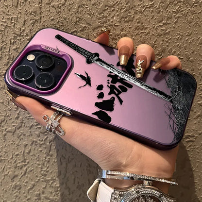 Case for iPhone SE4 16E 16 15 14 13 12 11 Pro Max XS X XR Plus 8 7 SE 2020 Japanese Comics Vagabond Samurai Plating Matte Cover