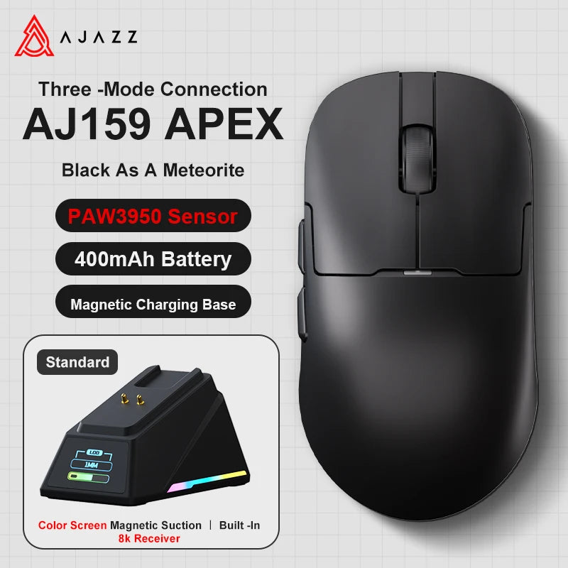 AJAZZ AJ159 APEX Wireless Mouse with RGB Magnetic Charging Base Lightweight Wired Bluetooth Gaming Mouse for PC Laptop