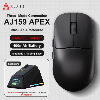 AJAZZ AJ159 APEX Wireless Mouse with RGB Magnetic Charging Base Lightweight Wired Bluetooth Gaming Mouse for PC Laptop