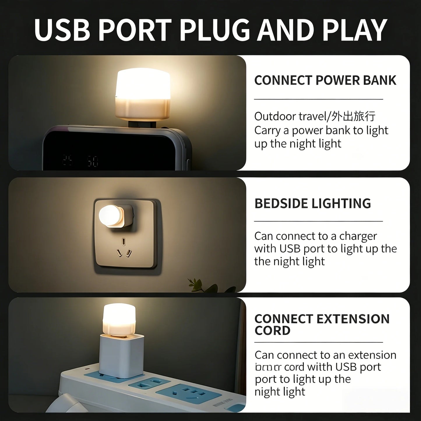 10/1PCS USB Night Light Mini LED Night Light USB Plug Lamp Power Bank Charging USB Book Lights Round Reading Eye Protection Lamp