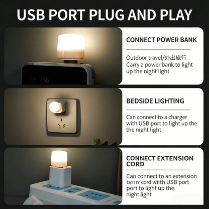 10/1PCS USB Night Light Mini LED Night Light USB Plug Lamp Power Bank Charging USB Book Lights Round Reading Eye Protection Lamp