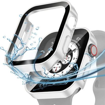 Tempered Glass Case for Apple Watch 45mm 41mm 44mm 40mm Screen Protector Cover Waterproof Hard Bumper iWatch Series 4 5 SE 6 7 8