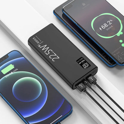 Power Bank 20000mAh Com Tela LCD Carregamento Rápido 2 Portas USB Para Celular Viagem E Uso Diário Portátil