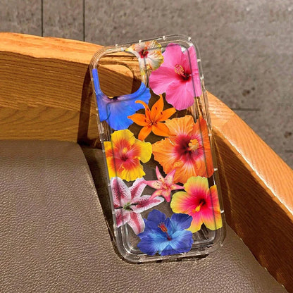 Floral Pattern Transparent Shockproof Soft TPU Phone Case For iPhone 17 16 Pro Max 16E 15 14 13 12 11 XS X XR 7 8 Plus SE2 Cover