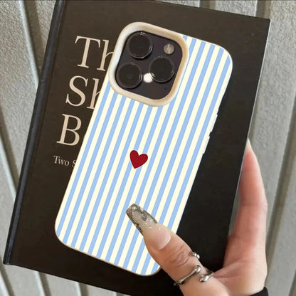 INS Cute Small Love Heart Pattern Fresh Phone Case For iPhone 17 16 15 14 Pro Max 13 12 11 XS X XR 7 8 Plus 16E 17E 17 Air Cover