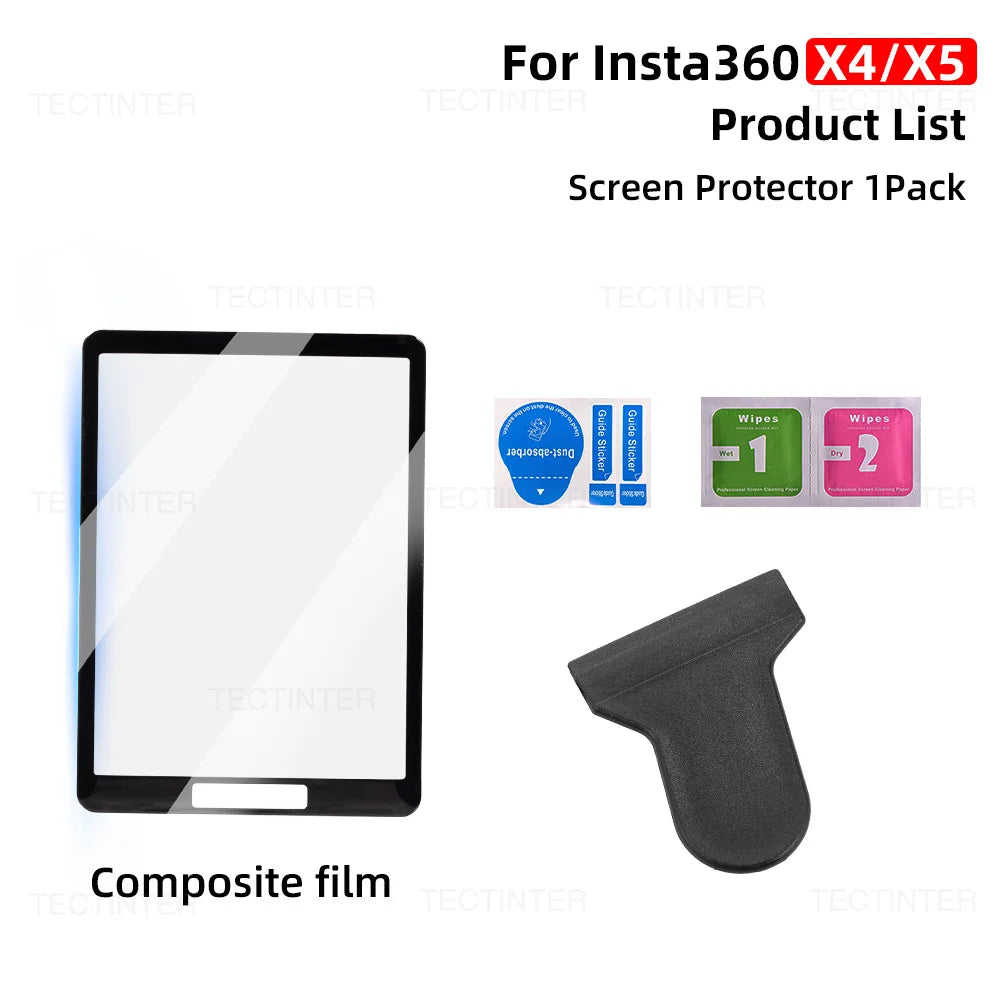 Screen Protector Lens Guard Cap For Insta360 X4 X5 Tempered Glass Film 360°Video Camera Accessories Protective Kit Anti-Scratch