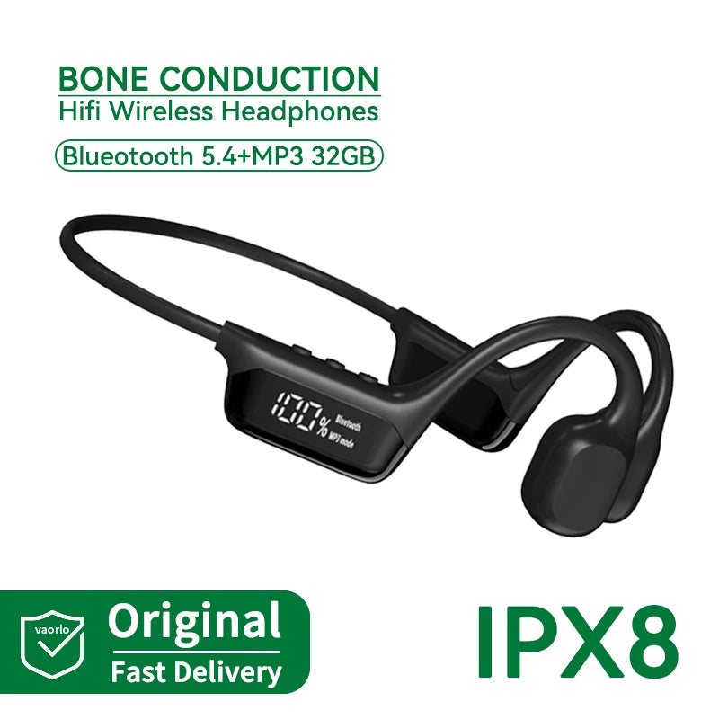 S10 Bluetooth 5.4 True Bone Conduction Headphone HIFI Music Headset 32GB MP3 Player LED Digital Display IPX8 Waterproof For Swim