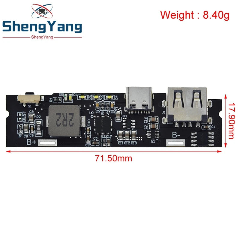 1/2/5PCS TZT QC3.0 QC2.0 Dual USB 18W Type-C USB SW6106PD Fast Charge Mobile Power Bank 18650 Charging Module With Indicator