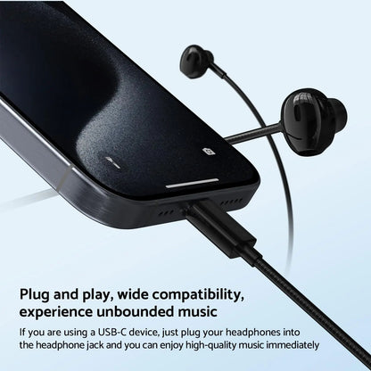 9D Stereo Type C & 3.5mm Gamers Headsets Wired Earphones In-ear Headphone HiFi Bass Earphone for Phone Earbud In Mic Handsfree