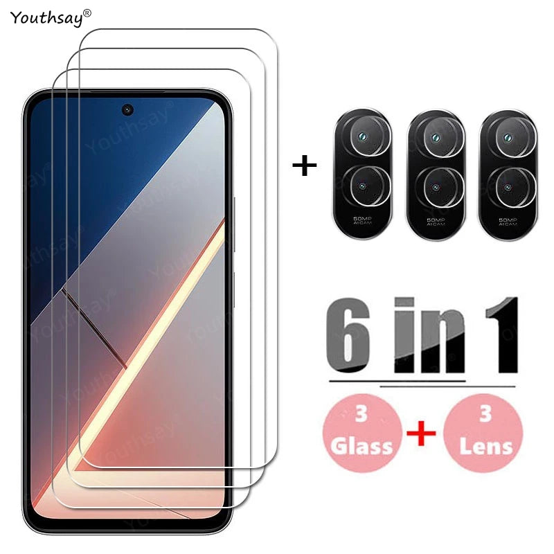 Full Gule Tempered Glass For Poco M7 Screen Glass Poco M7 Screen Protector HD Protctive Phone Camera Lens Film For Poco M7 4G