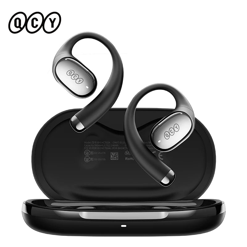 QCY Crossky R70 CT02 Open-Ear Wireless Earphones Bluetooth 6.0 Hi-Res LDAC EarHooks Headphones Wireless Charging Earbuds 52Hrs