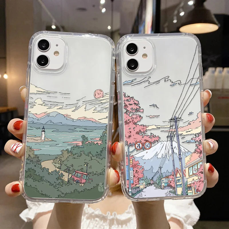 For Samsung S23 S25 Ultra Case Anime Landscape Phone Case For Samsung Galaxy S24 S22 Ultra S20 S21 FE S23Ultra S 23 Plus Covers