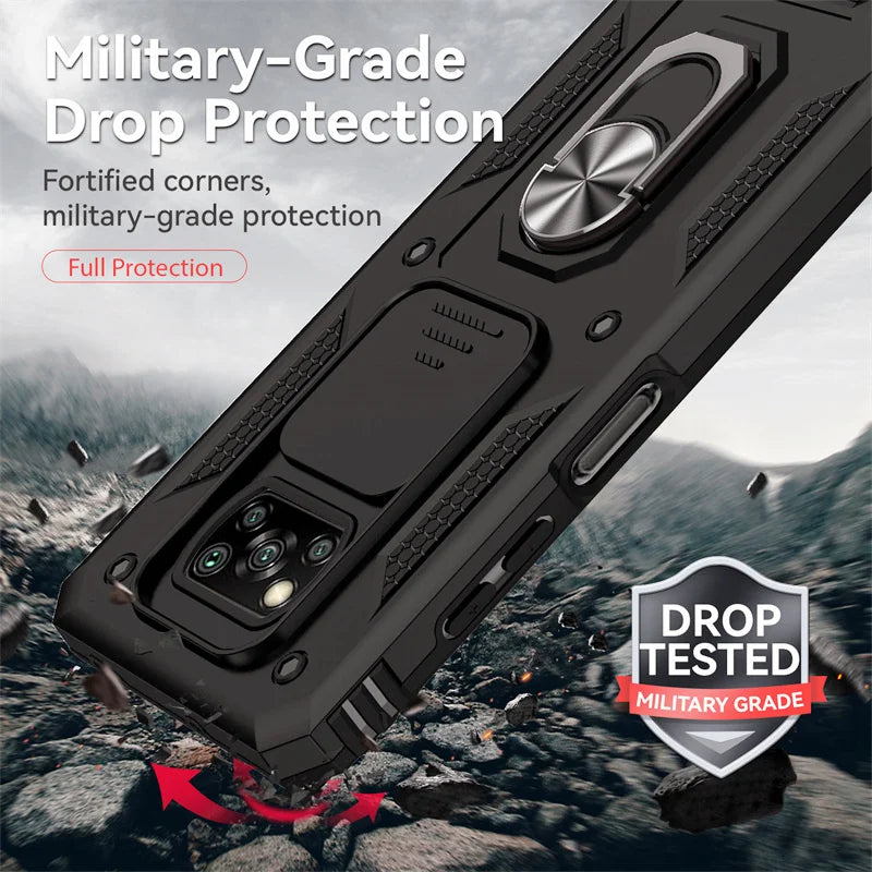 For Xiaomi Poco X3 Pro Case Magnetic Ring Holder Armor Cases For Poko Poxo Pocco Little X 3 NFC X3Pro Slide Camera Protect Cover