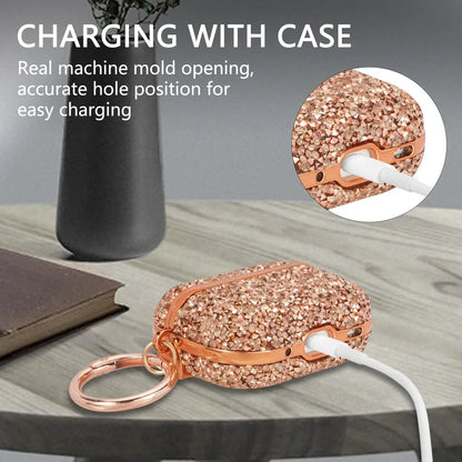 Funda For AirPods 4 3 2 1 Pro2 Case Glitter Diamond Bling Headphone Cover For AirPods 4 4th Pro 2 2nd Cases TPU Coque With Hook